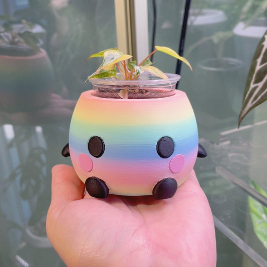 PROTOTYPE Early Access - Junimo Friend Rainbow Macaron 2IN Cavity Plant Pot // Drainage Included!