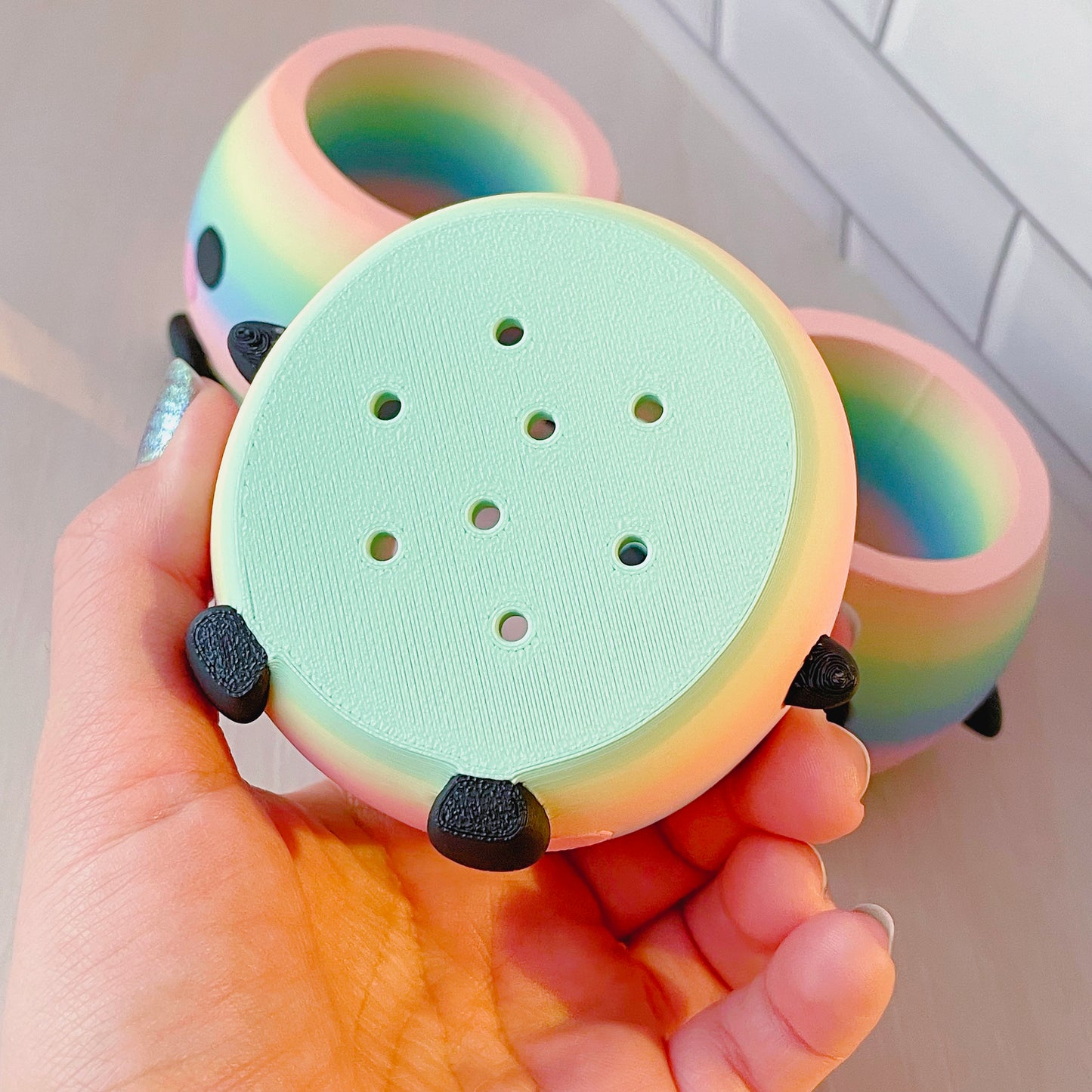 PROTOTYPE Early Access - Junimo Friend Rainbow Macaron 2IN Cavity Plant Pot // Drainage Included!