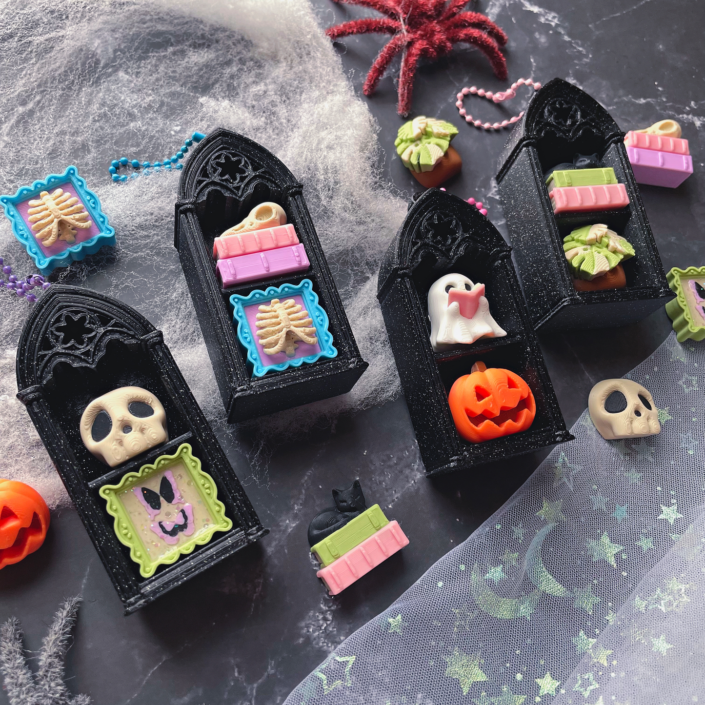 Pixel Poppers - Fidget Clicker Double Gothic Spooky Bookshelf - Choose Your Combo!