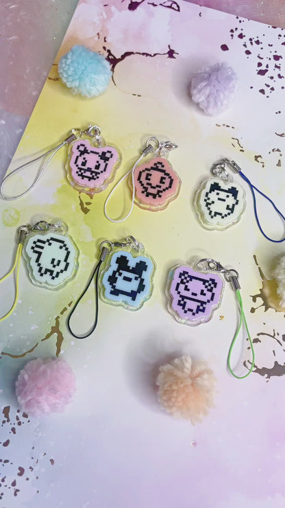 Pastel Rainbow Tama Phone Charms - Tons of Characters To Choose From! // UV Coated For Extra Durability