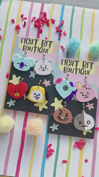 Kawaii Kpop Character Inspired Earrings - Mismatched Sets Or Matching Pair!