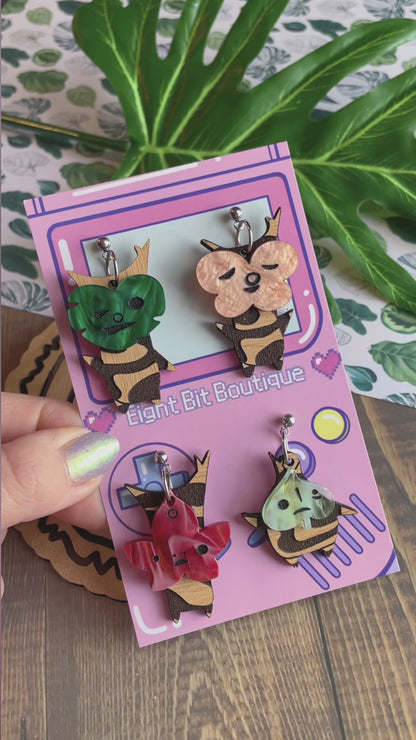 Masked Forest Spirits Wood & Acrylic Earrings | 4 Pack! Mismatched 1 Each