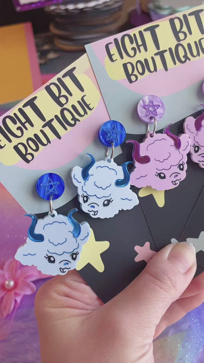 Ghouls Garden Kitschy Demon Lamb Earrings / Choose Your Color!