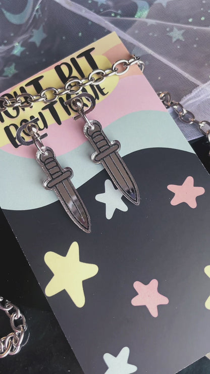 Silver Hex Dagger Earrings // Choose Your Hardware!