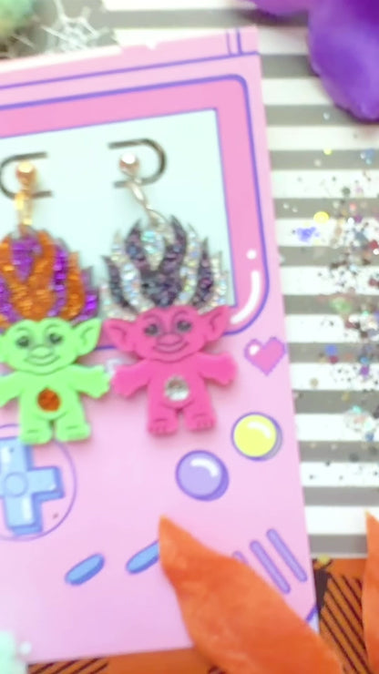 Retro Halloween Goblin Earrings | 90s Nostalgia // Choose Your Color & Hardware!