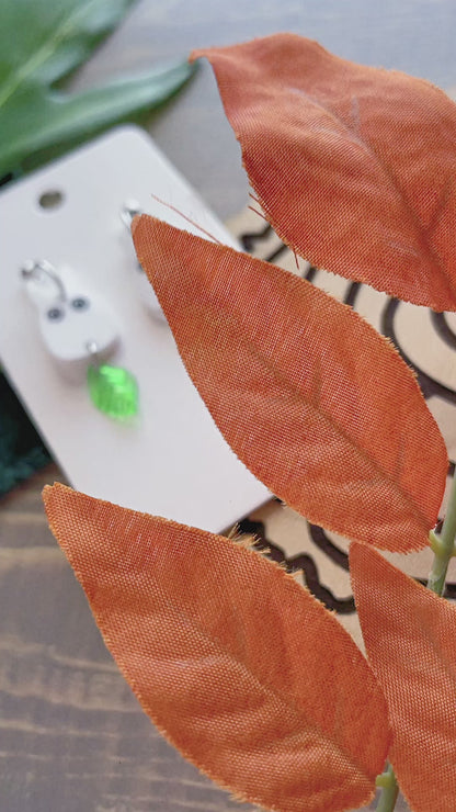 Byte Sized - White Toto Leaf Earrings