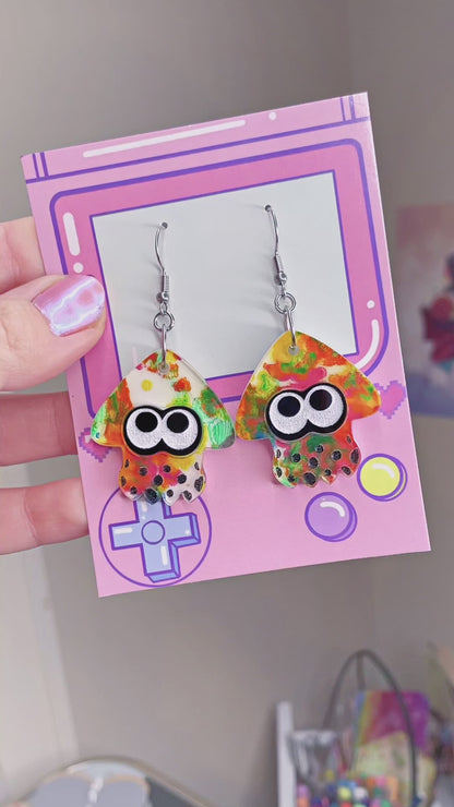 Splat! Paintball Squid Acrylic Earrings // Every Pair Is One Of A Kind!