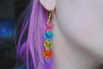 Jelly Heart Chain Earrings
