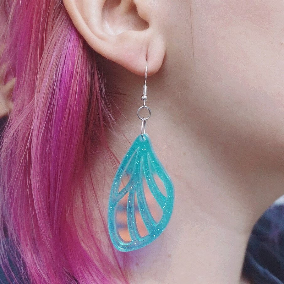 Mystic Blue Butterfly Wing Earrings