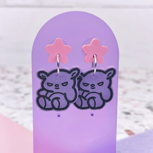 Plushie Bad Bear Stud Star Earrings