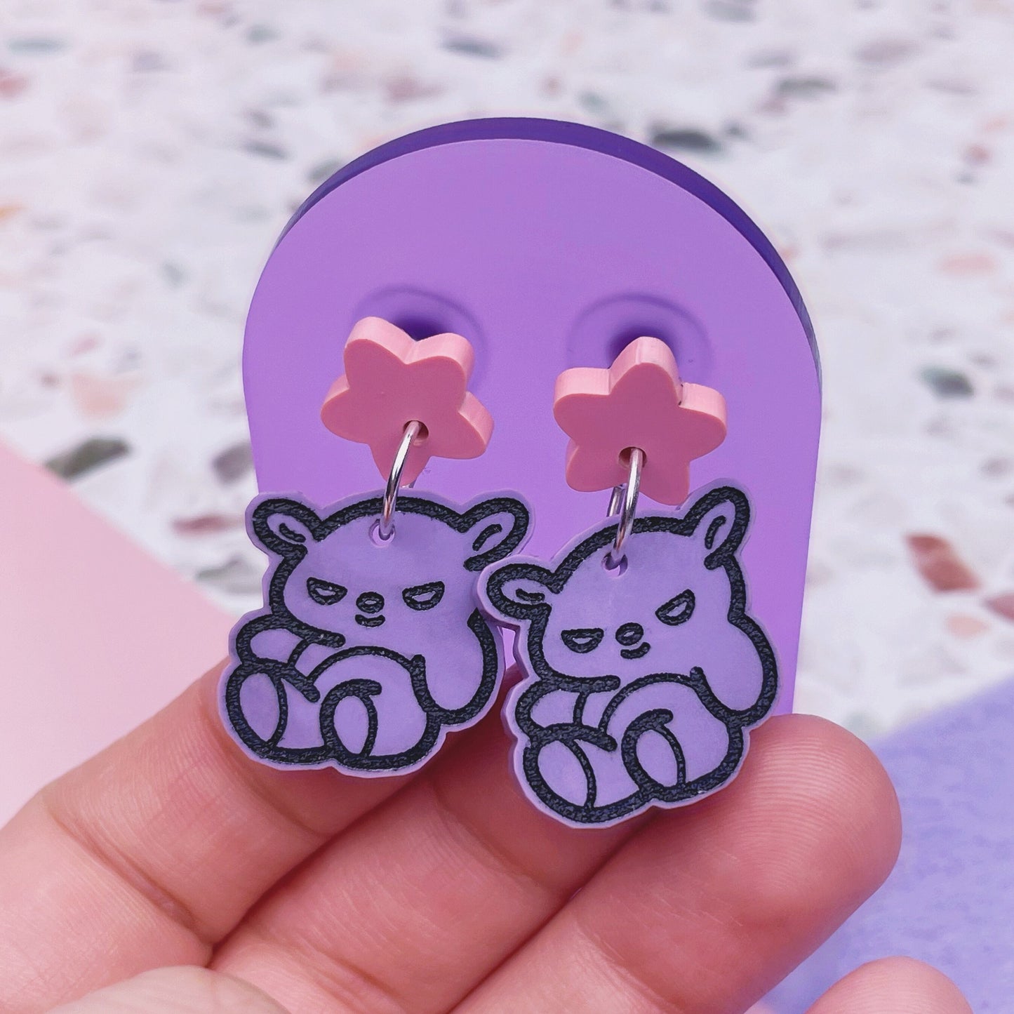 Plushie Bad Bear Stud Star Earrings