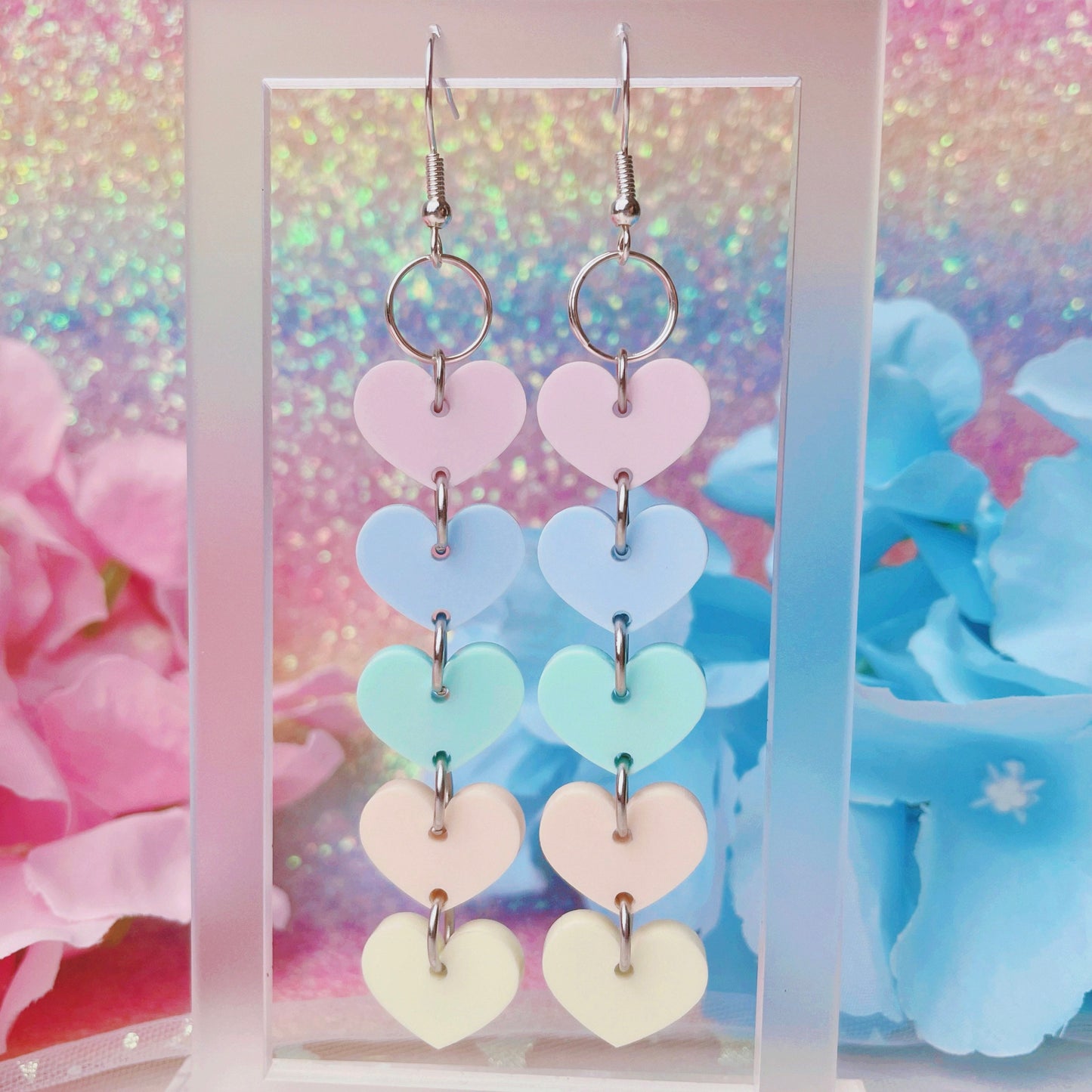 Pastel Heart Chain Acrylic Earrings