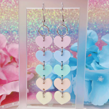 Pastel Heart Chain Acrylic Earrings