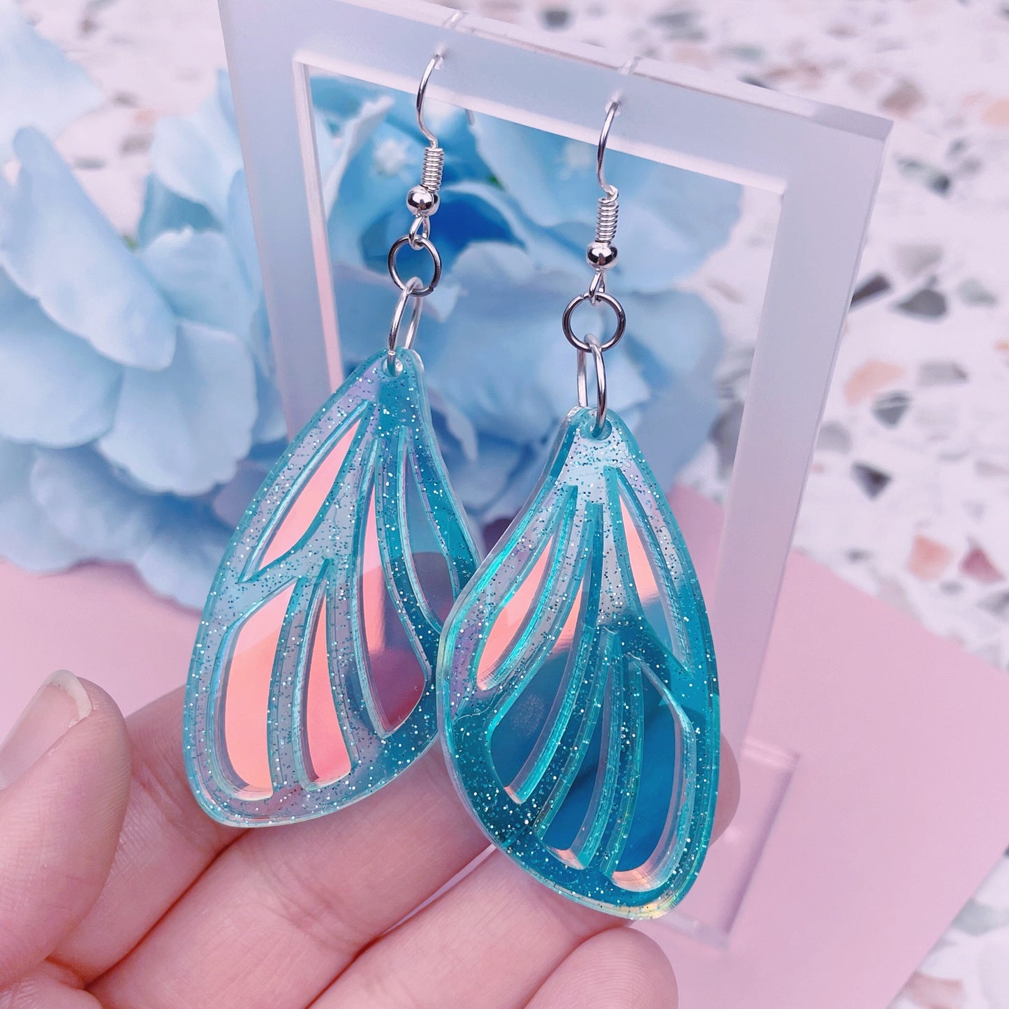 Mystic Blue Butterfly Wing Earrings