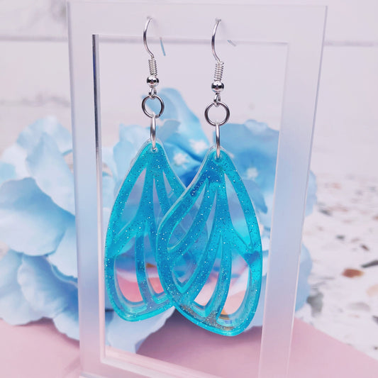 Mystic Blue Butterfly Wing Earrings