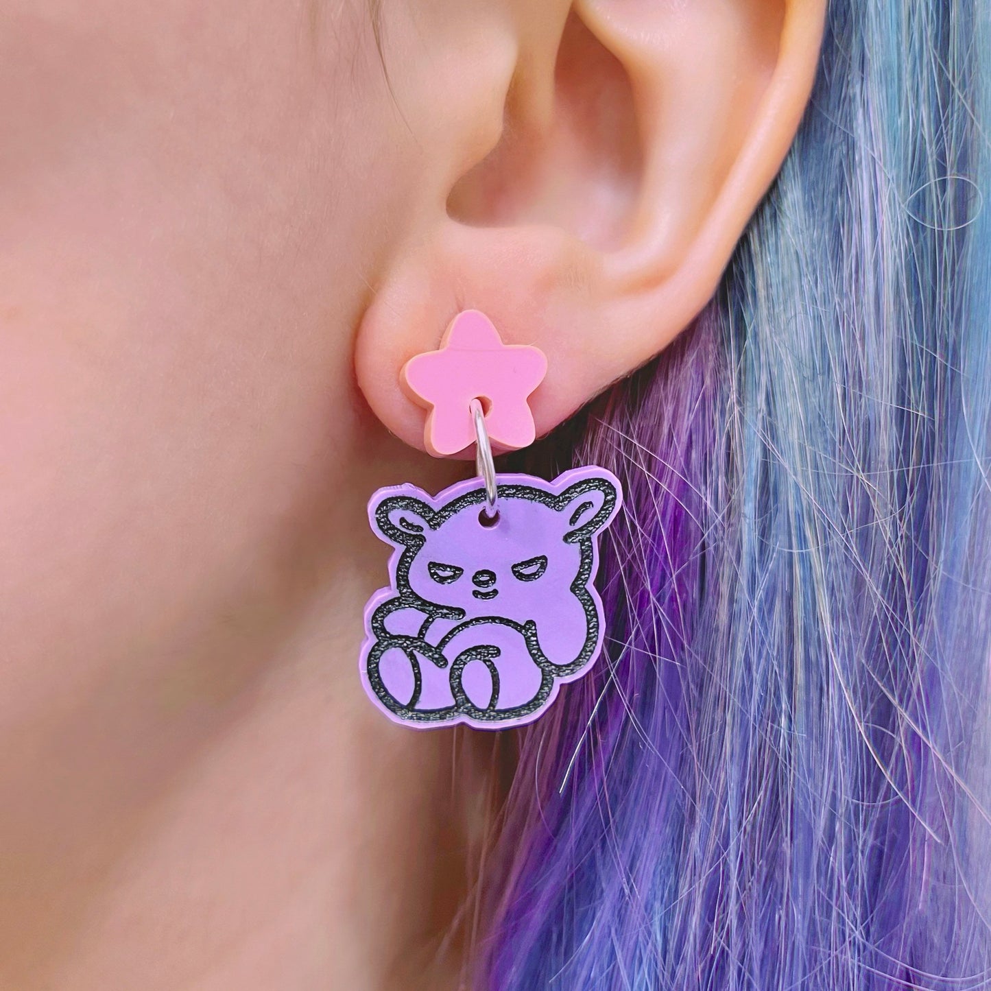 Plushie Bad Bear Stud Star Earrings