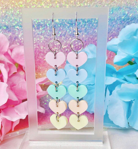 Pastel Heart Chain Acrylic Earrings
