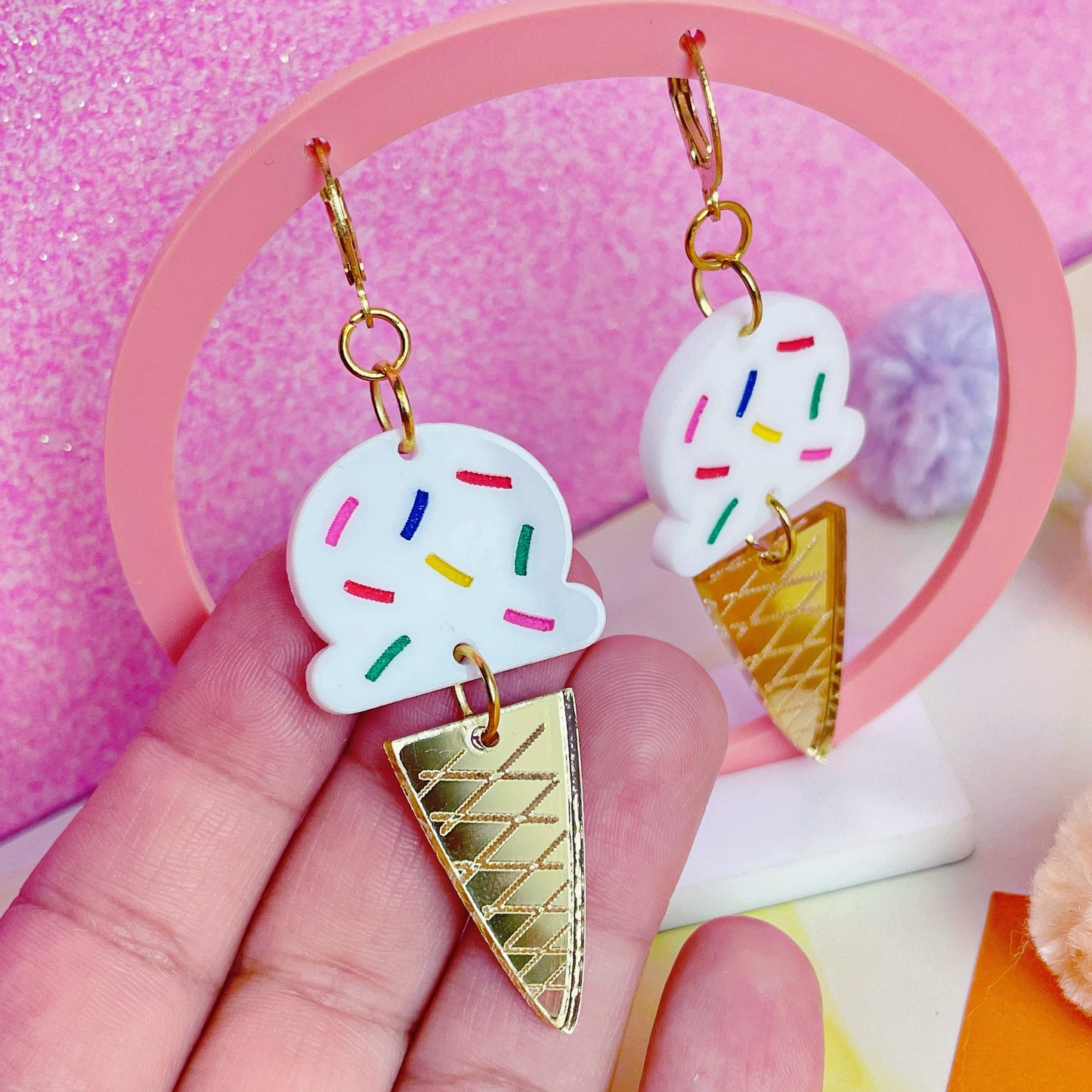 Sprinkle Cone Acrylic Earrings