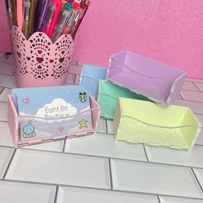 Pastel Holo Glitter Business Card Holder