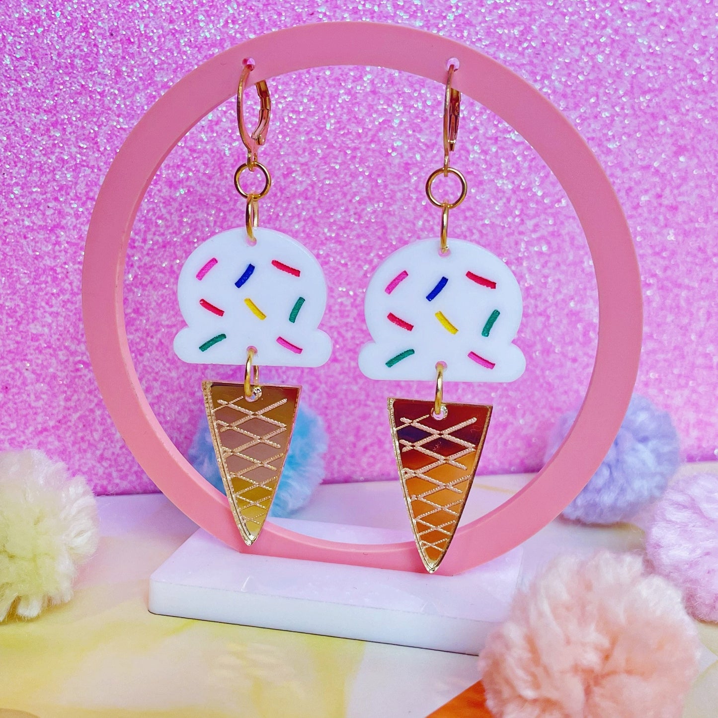 Sprinkle Cone Acrylic Earrings