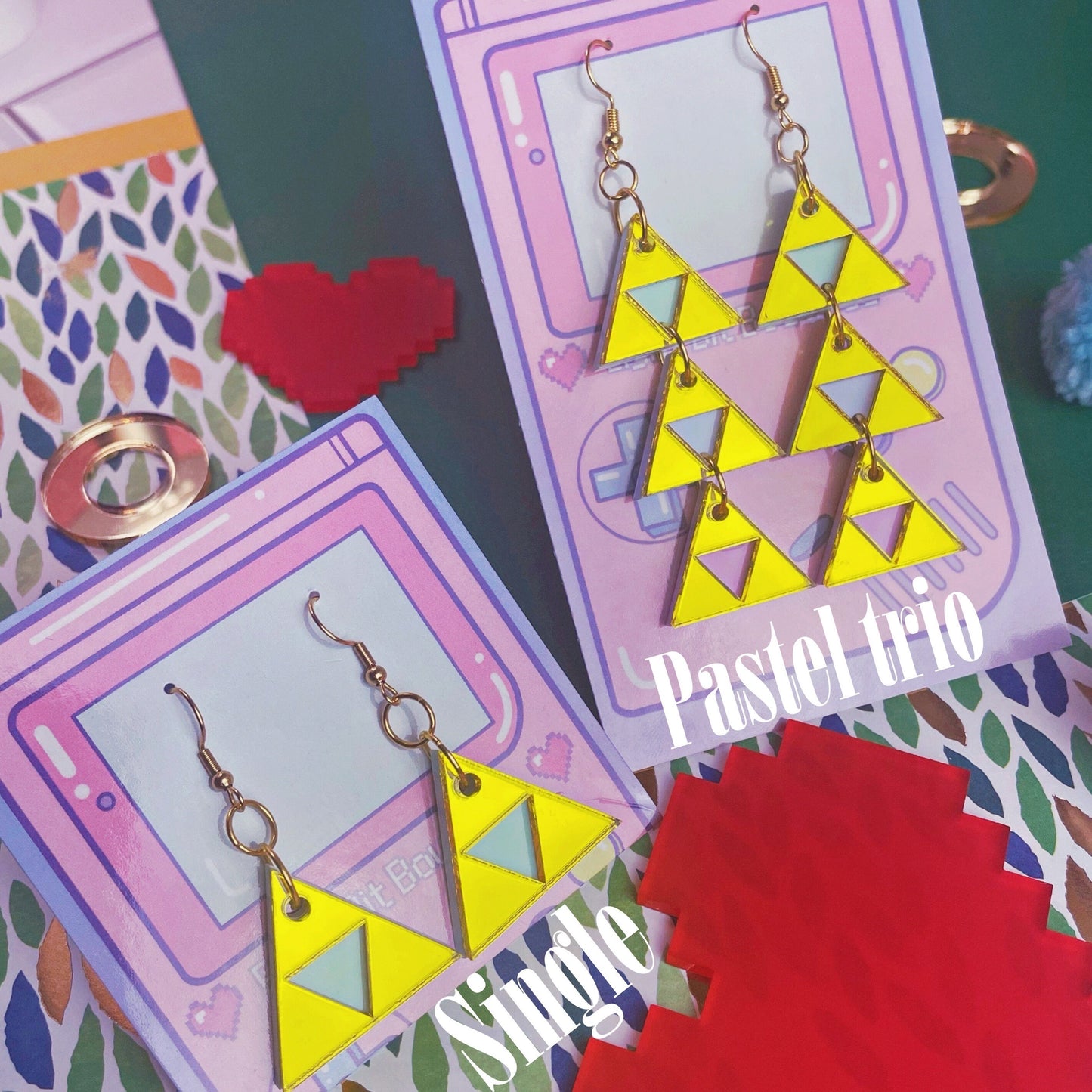 GAMEOVER - Triangle Trio & Single Earrings | Choose Style!