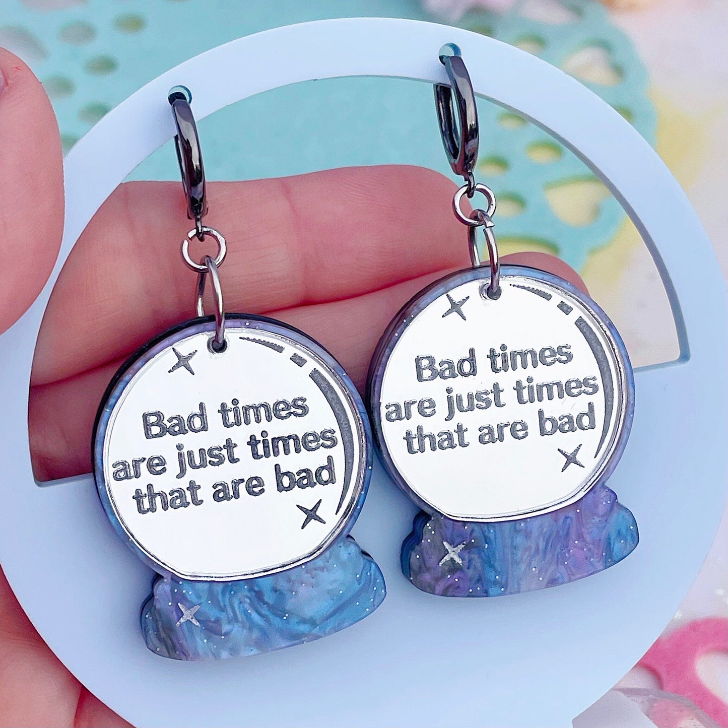 AC Bad Times Are Bad Crystal Ball Earrings